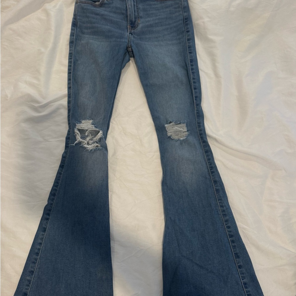 Hollister Distressed Blue Flare Jeans